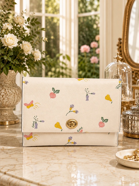 Coach Handbags - *SOLD* COACH Large Garden Print Turnlock Pouch | Cream Multi | NWOT